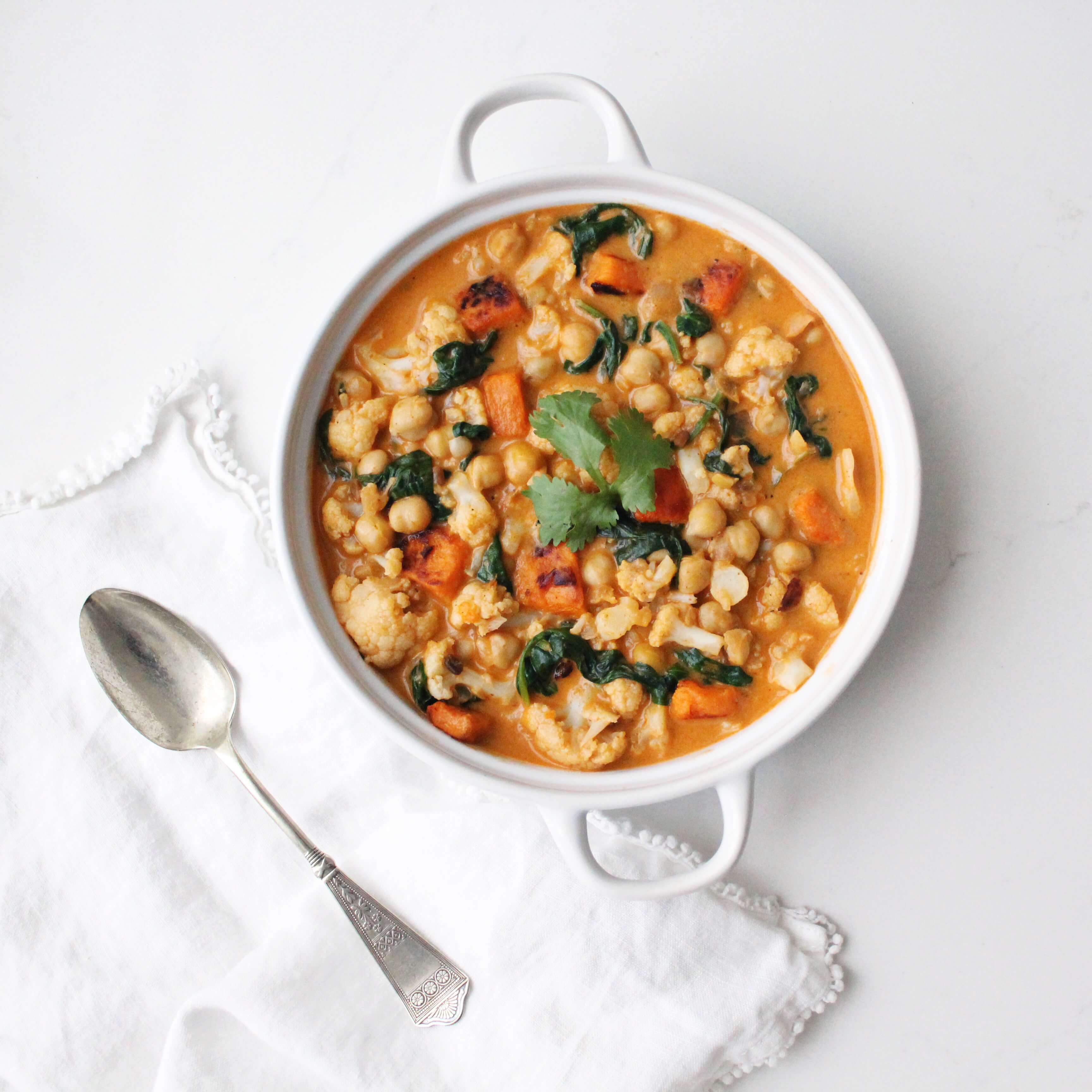 Chickpea Sweet Potato Coconut Curry Bowl 