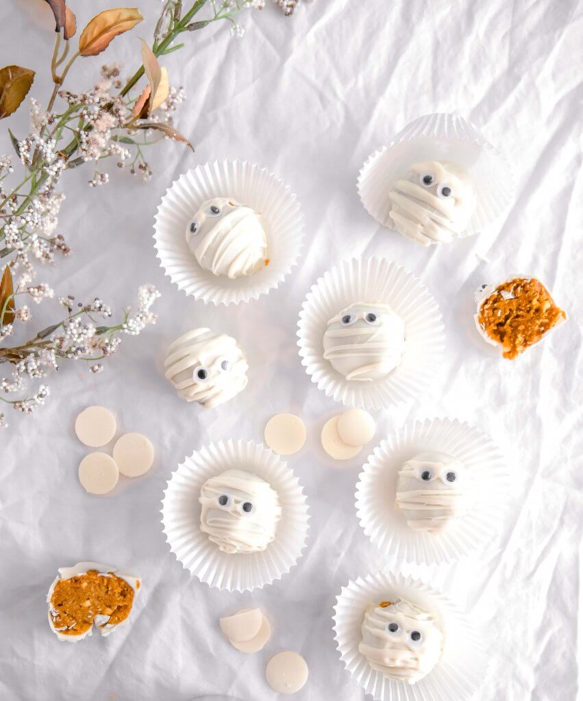 Mummy Pumpkin Peanut Butter Balls Natures Fare