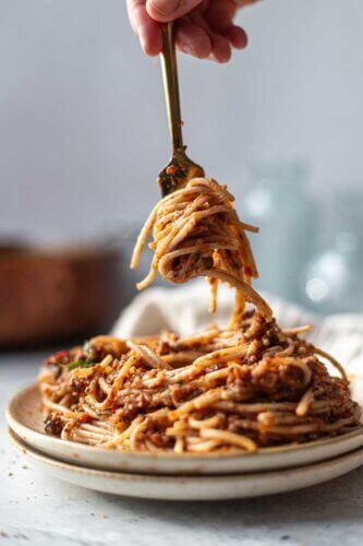 Vegan Mushroom Lentil Spaghetti Sauce