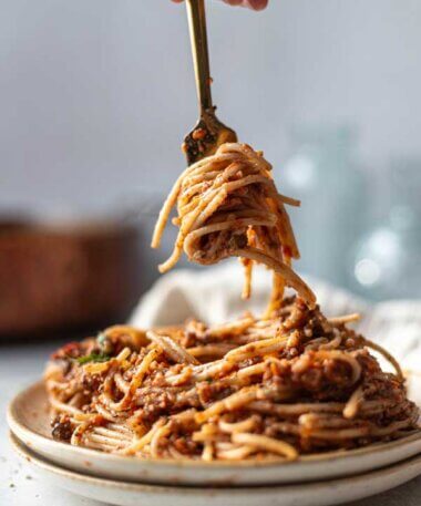 Vegan Mushroom Lentil Spaghetti Sauce